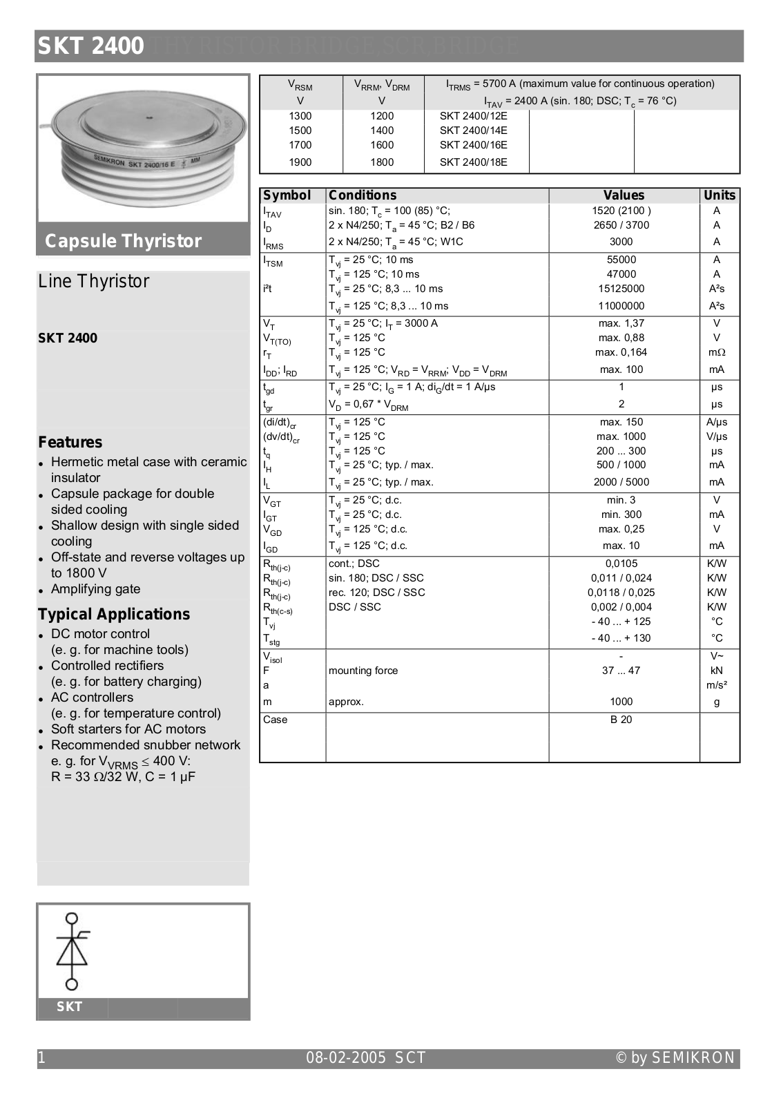 Semikron SKT2400 Data Sheet