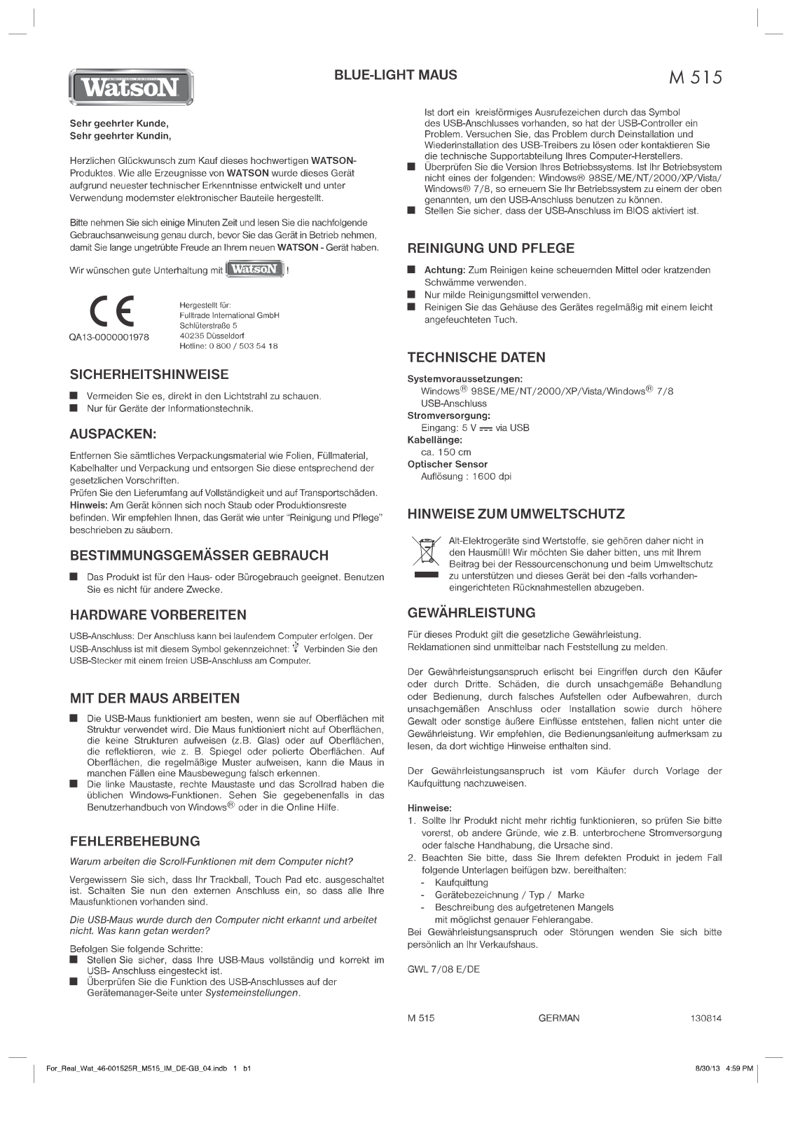 Watson M 515 User Manual