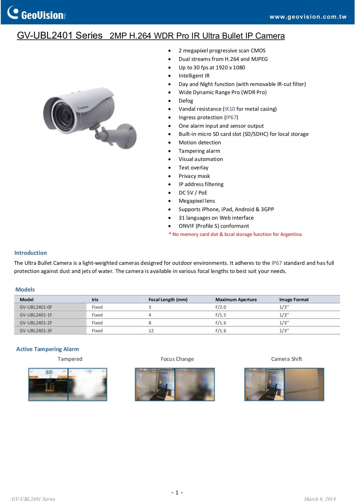 GeoVision UBL2401 User Manual