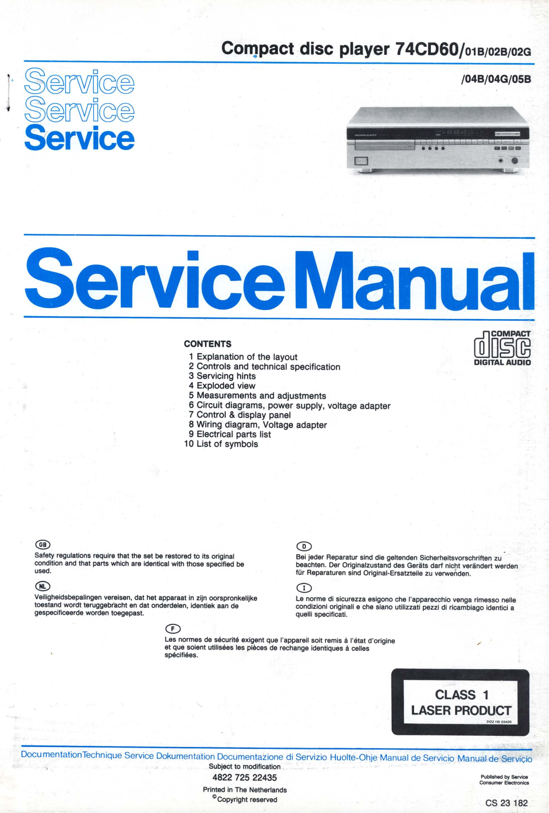 Marantz CD-60 Service Manual