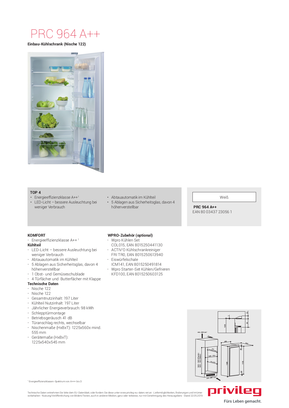 Privileg PRC 964 A++ User Manual