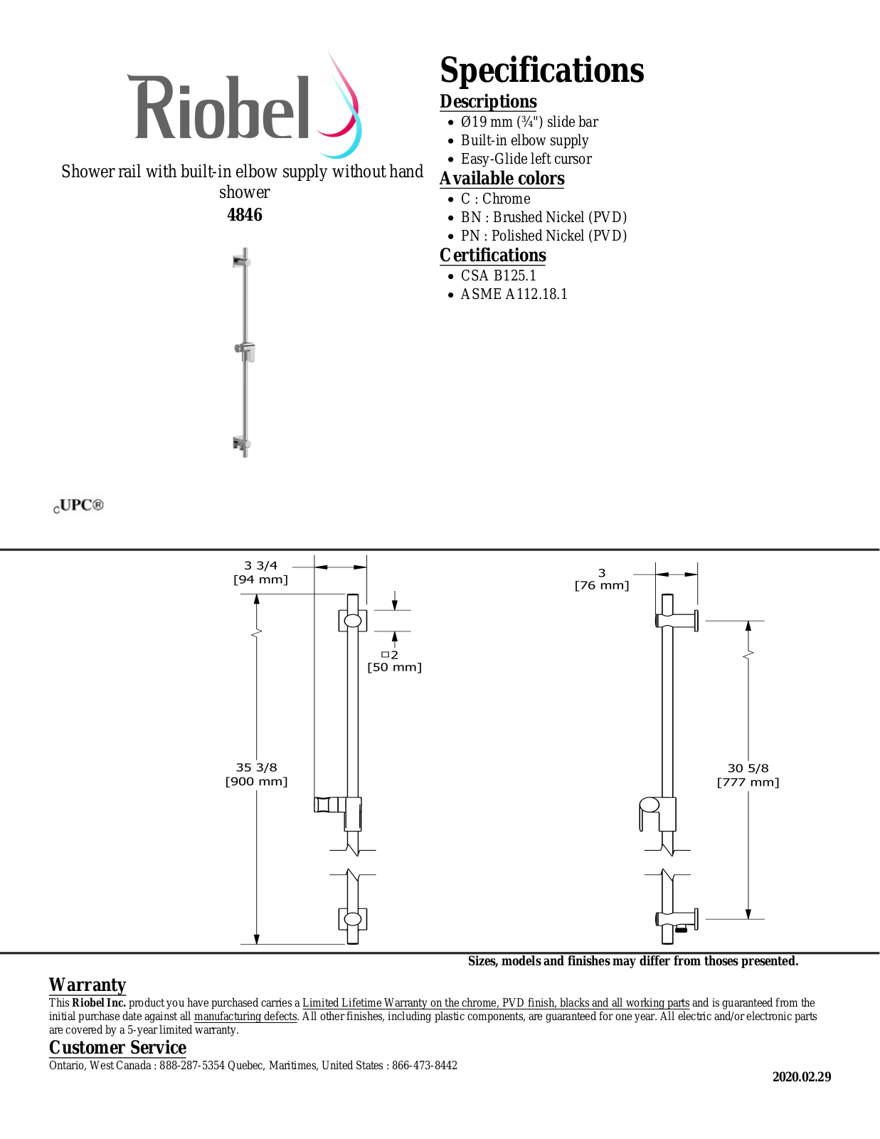 Riobel 4846BN Specifications - ManualMachine.com