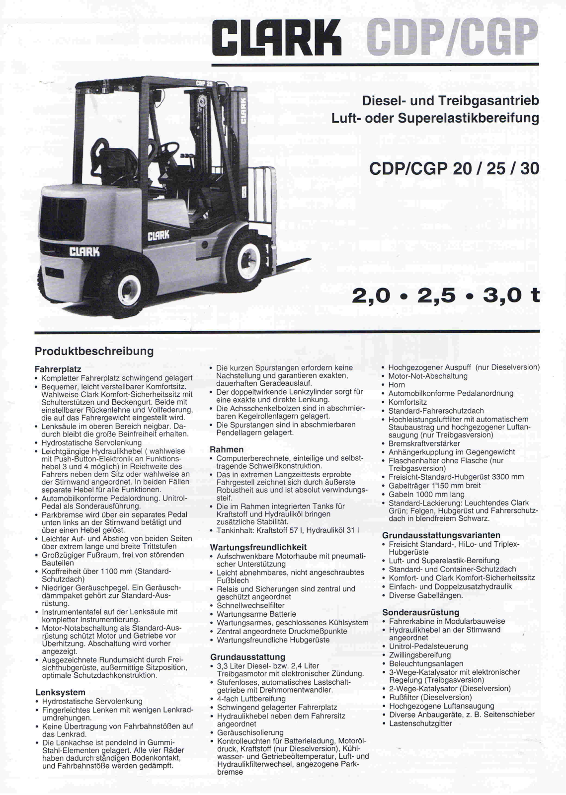 CLARK CDP 20, CDP 25, CDP 30, CGP 20, CGP 25 User Manual