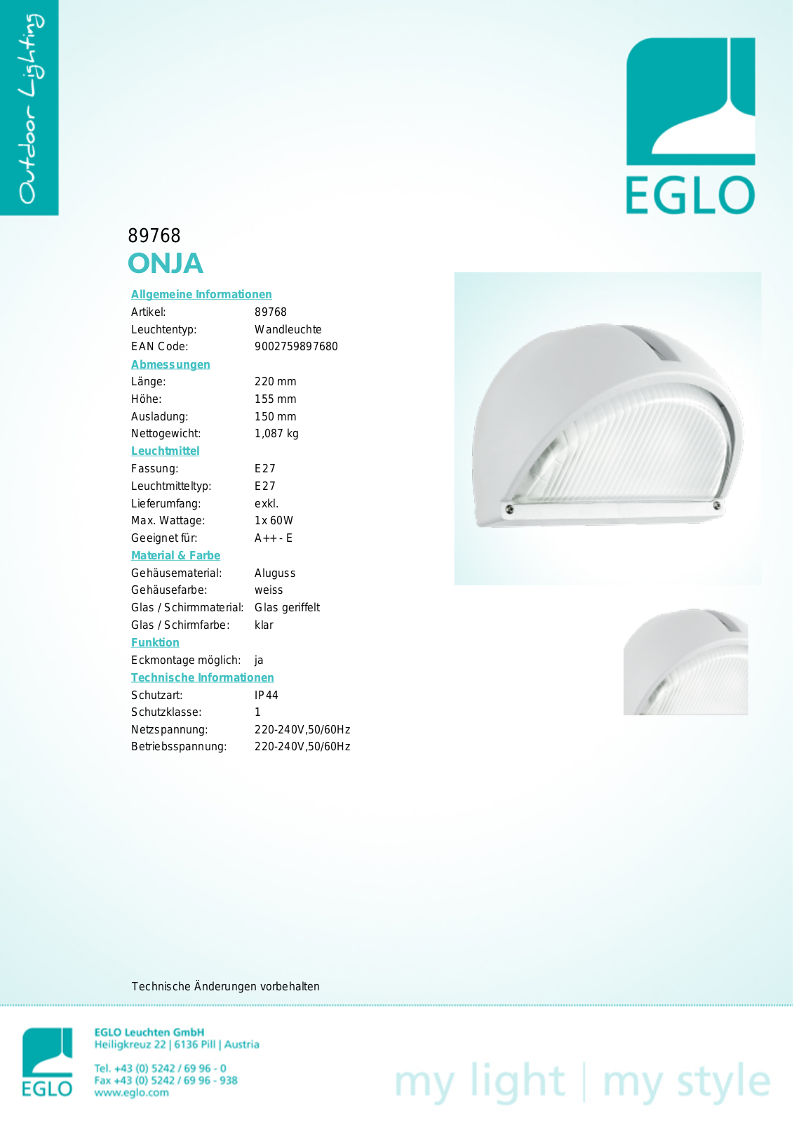 Eglo 89768 Service Manual