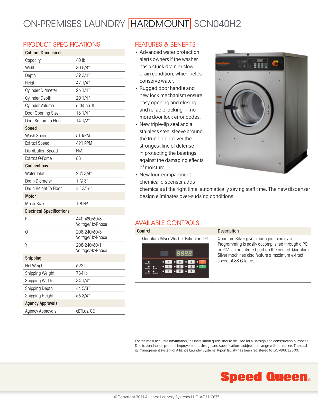 Speed Queen SCN040H2 User Manual