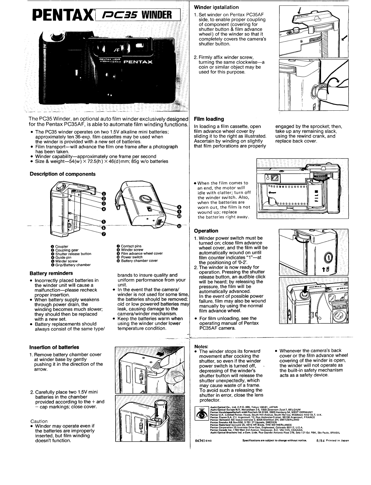 Pentax PC35W User Manual