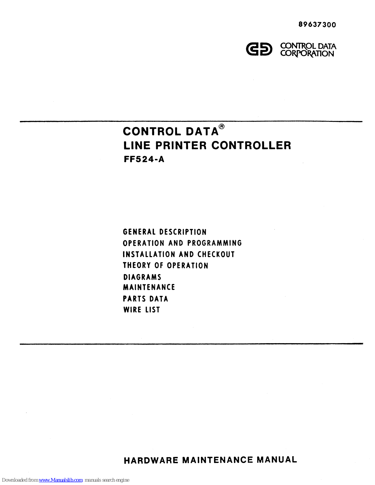 Control Data FF524-A User Manual - ManualMachine.com