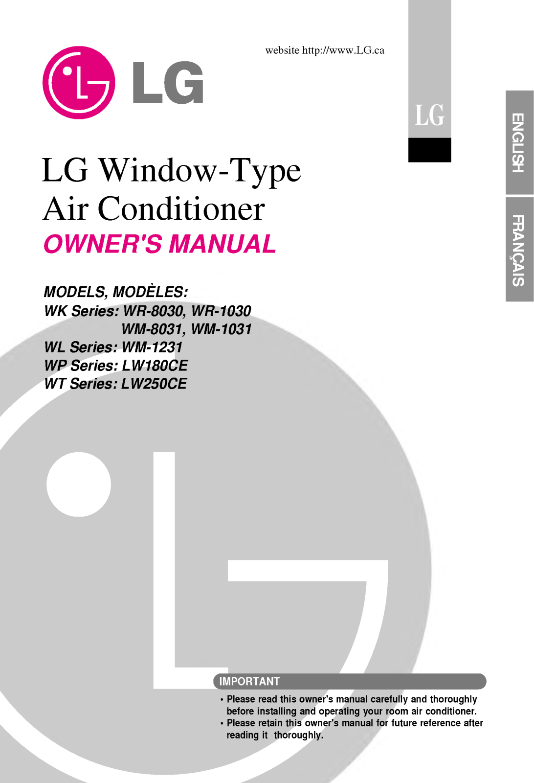 LG LW180CE User Manual