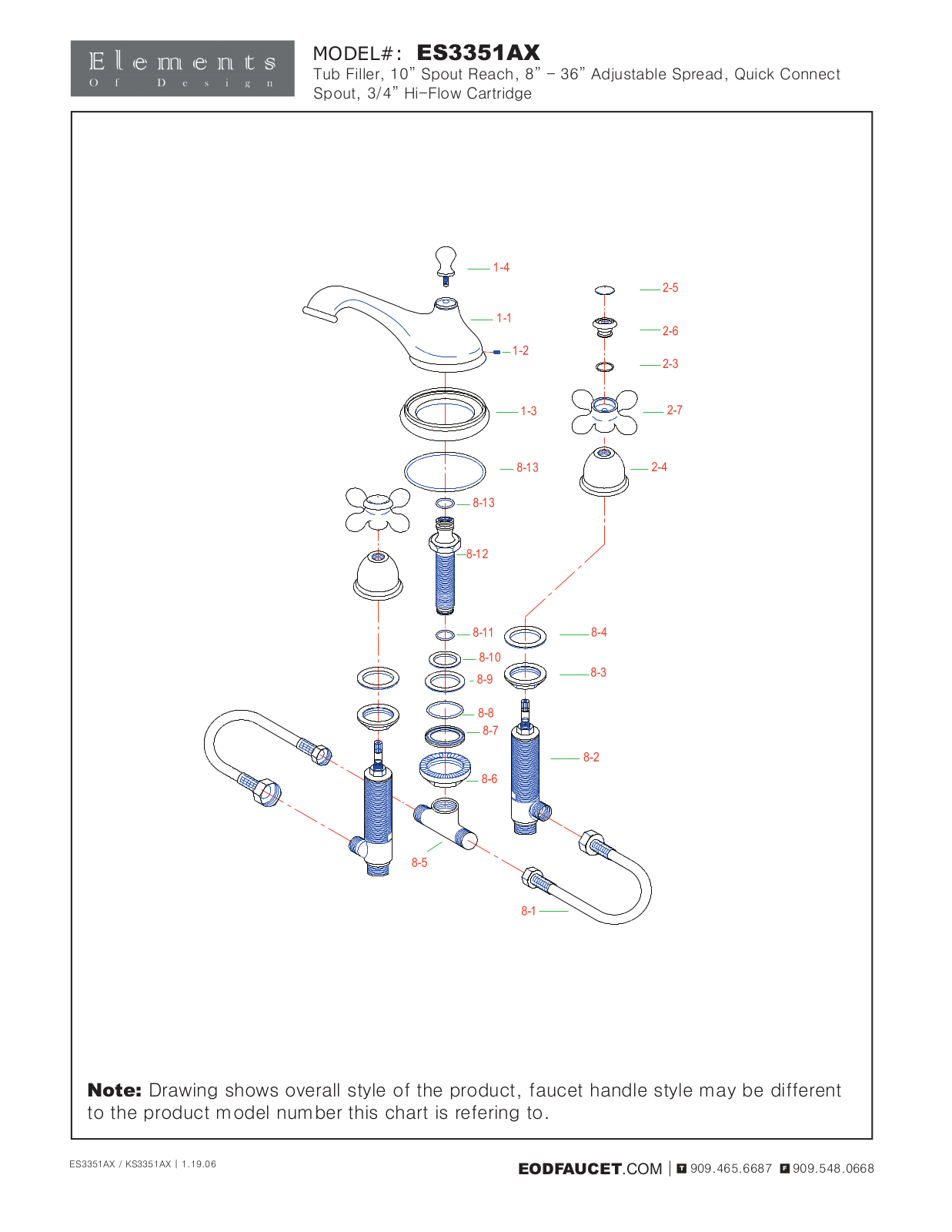 Elements of Design EDE1095 Service Parts - ManualMachine.com