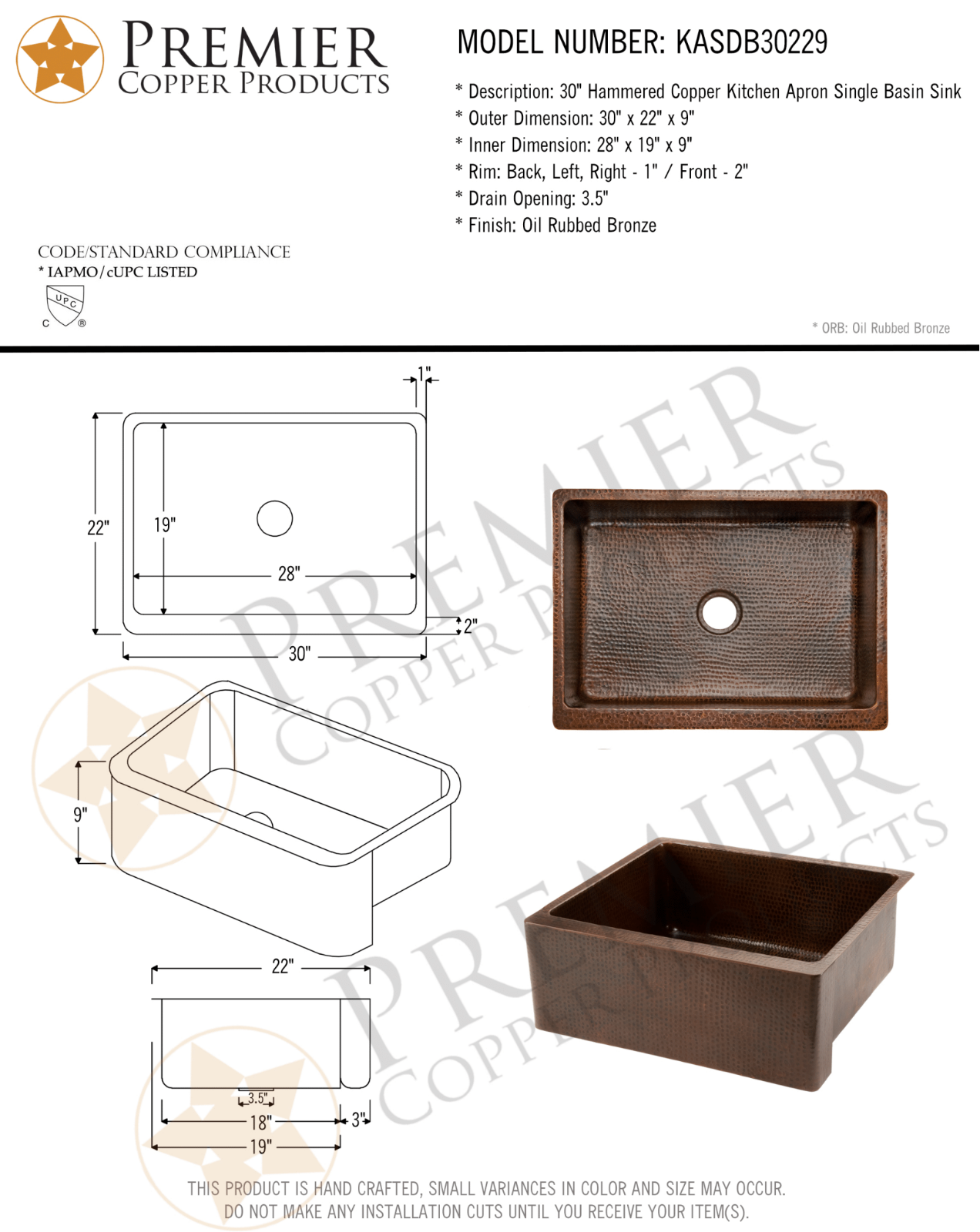 Premier Copper Products IER1043 Specifications - ManualMachine.com