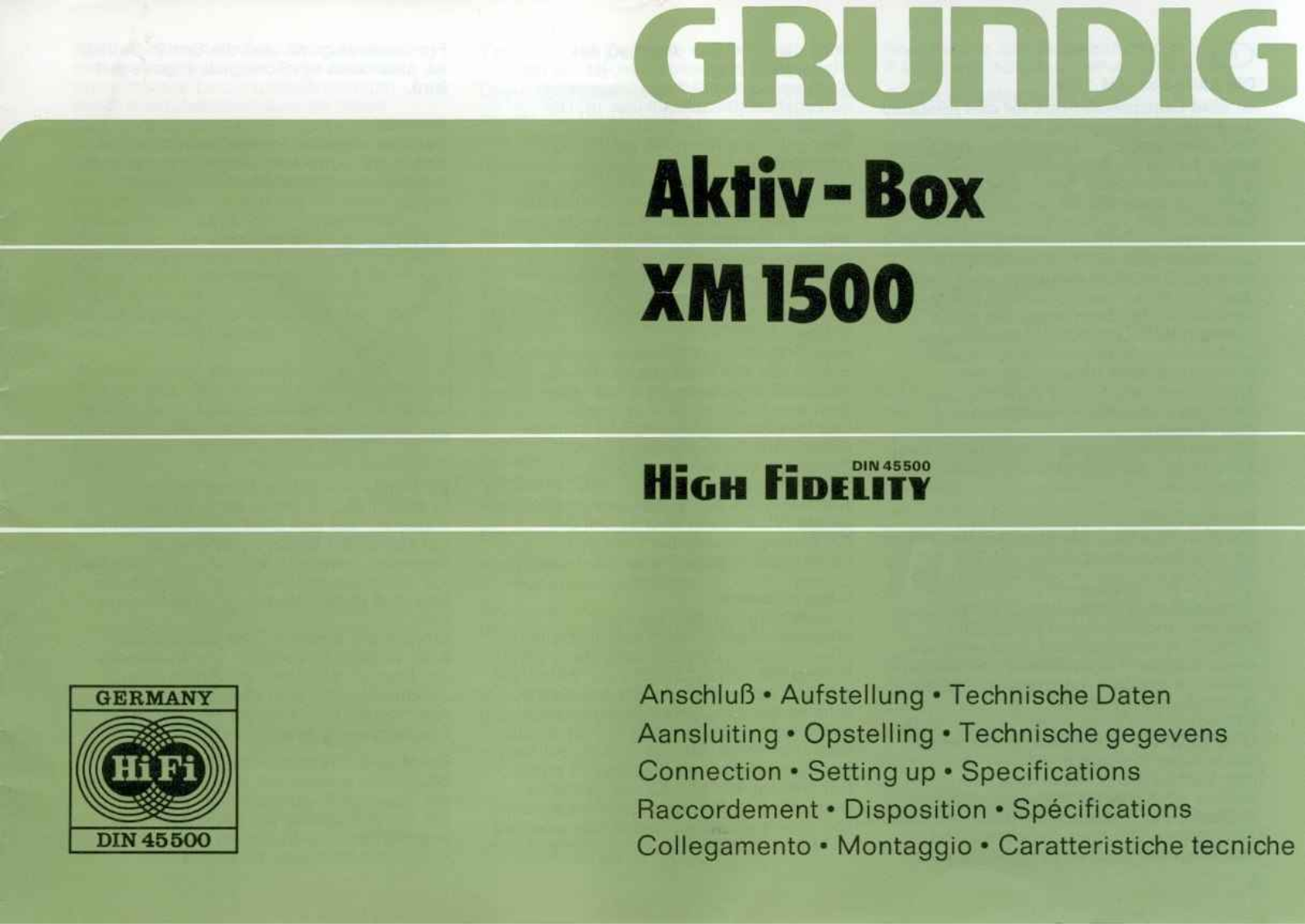 Grundig Aktiv-Box-XM-1500 Owners Manual