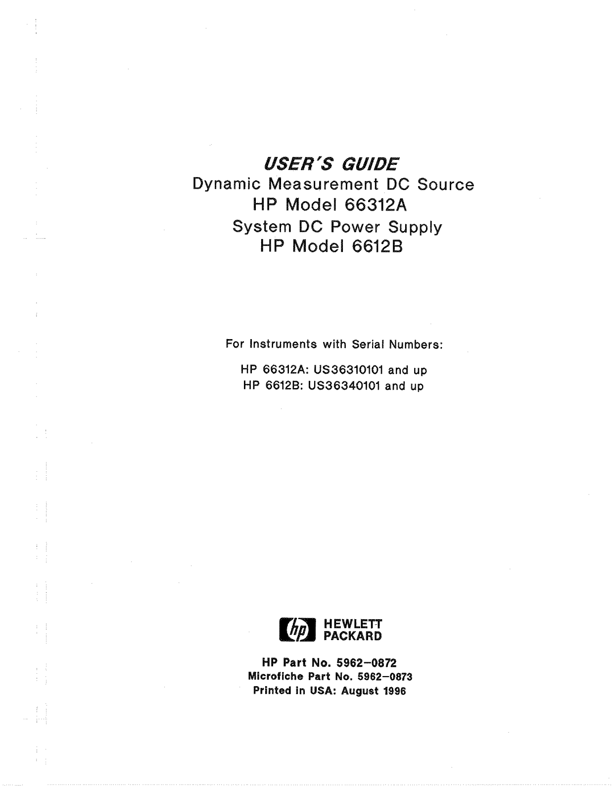 Agilent 6612B User Manual