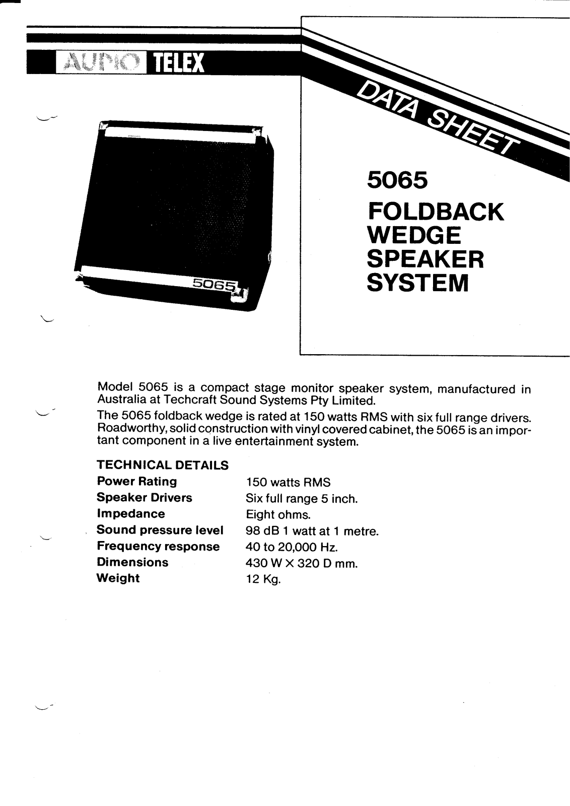 Audio Telex 5065 Datasheet