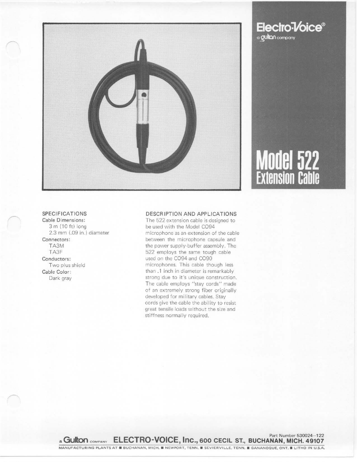 Electro-voice 522 DATASHEET