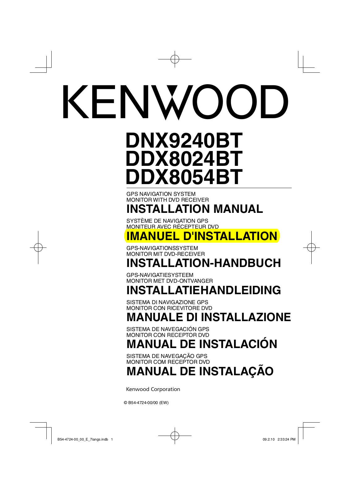 Kenwood DDX8054BT, DDX8024BT, DNX9240BT User Manual