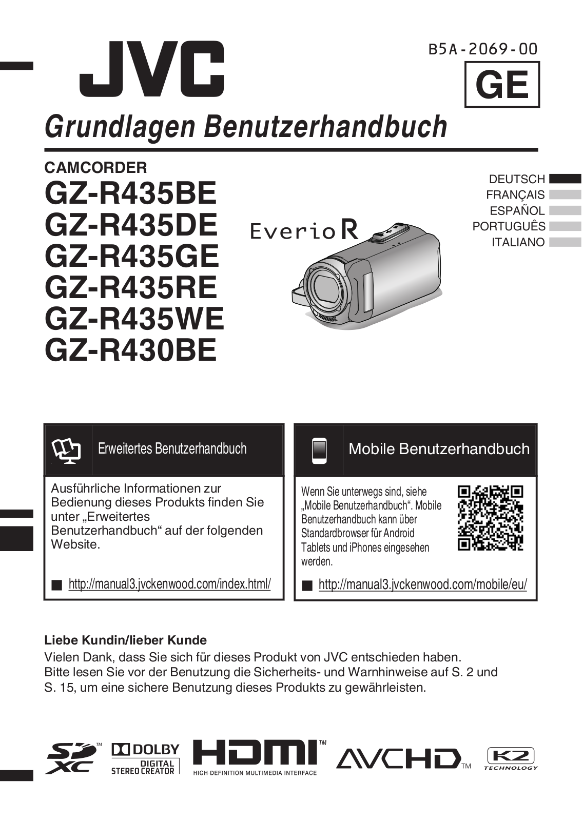 JVC GZ-R430BE Instruction Manual