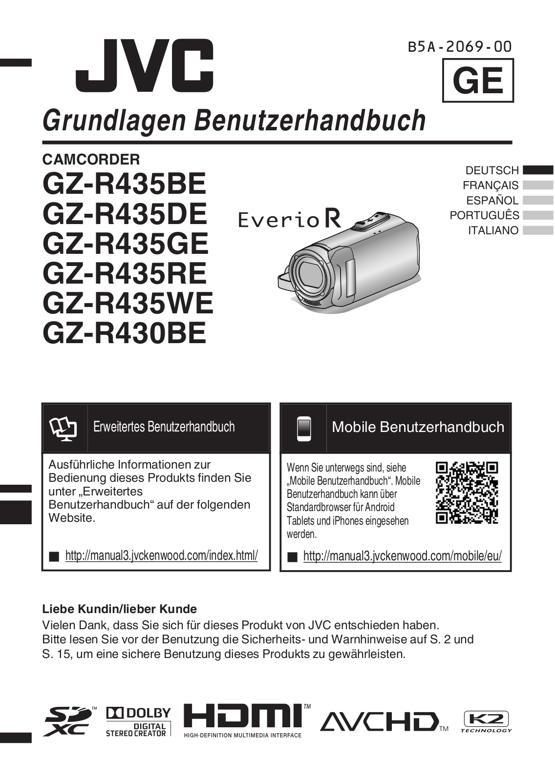 JVC GZ-R430BE Instruction Manual