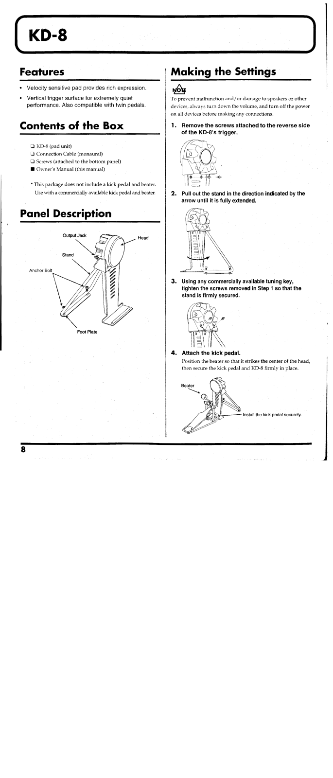 Roland KD-8 User Manual