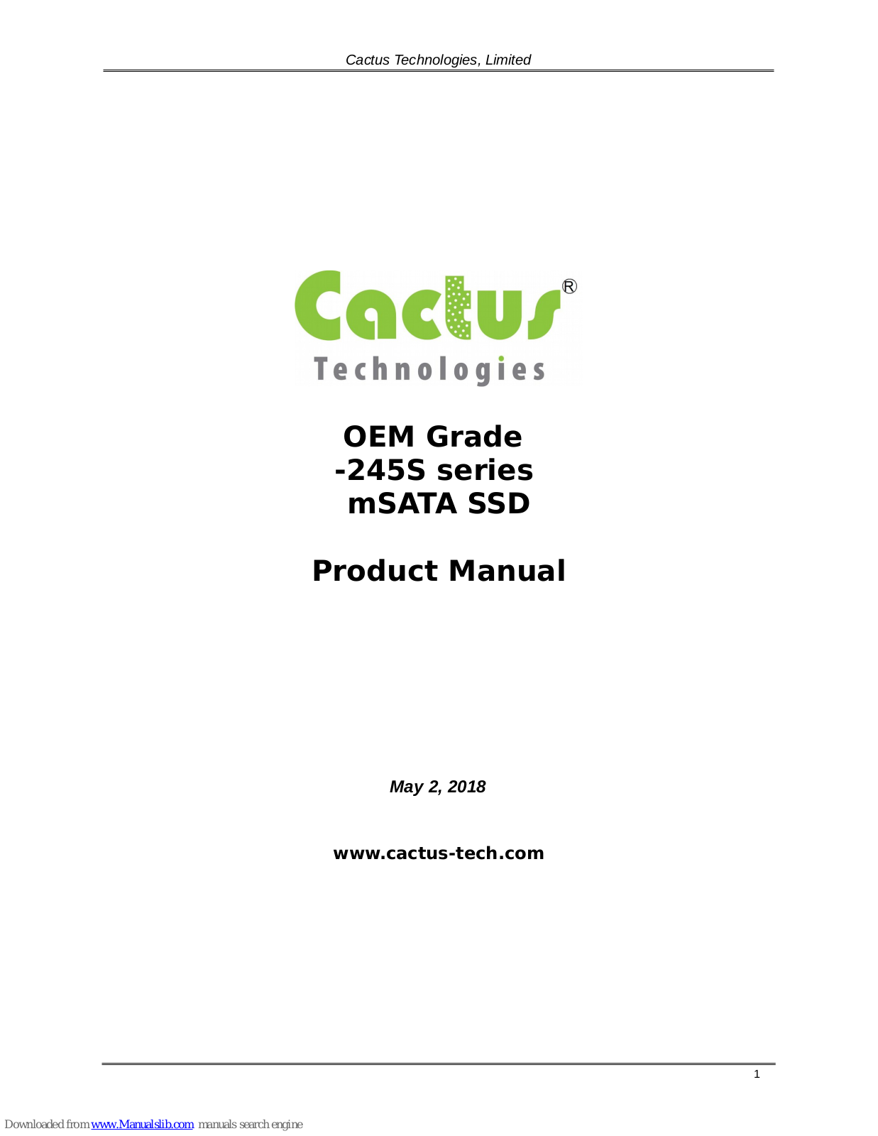 Cactus KD16GFI-245SM1, KD4GF-245SM1, KD8GF-245SM1, KD4GFI-245SM1, KD8GFI-245SM1 Product Manual