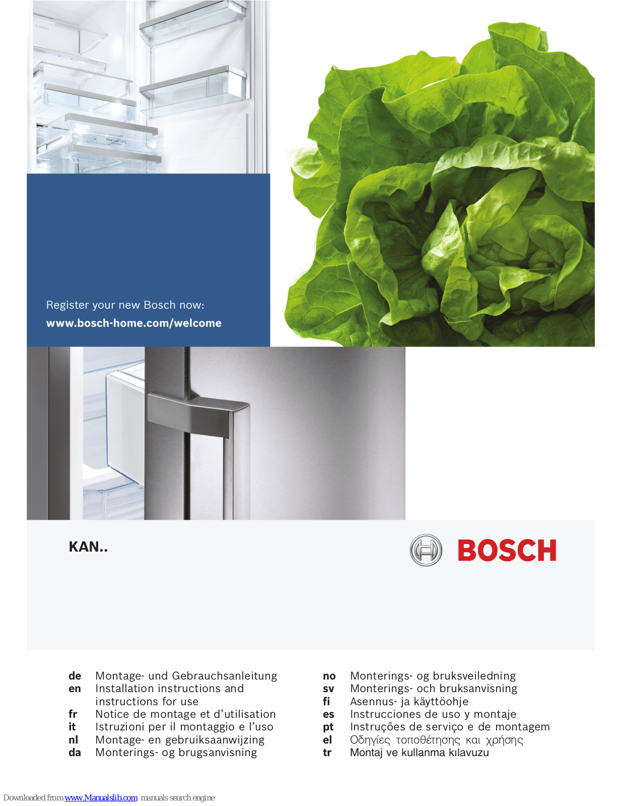 Bosch KAN Installation Instructions And Instructions For Use