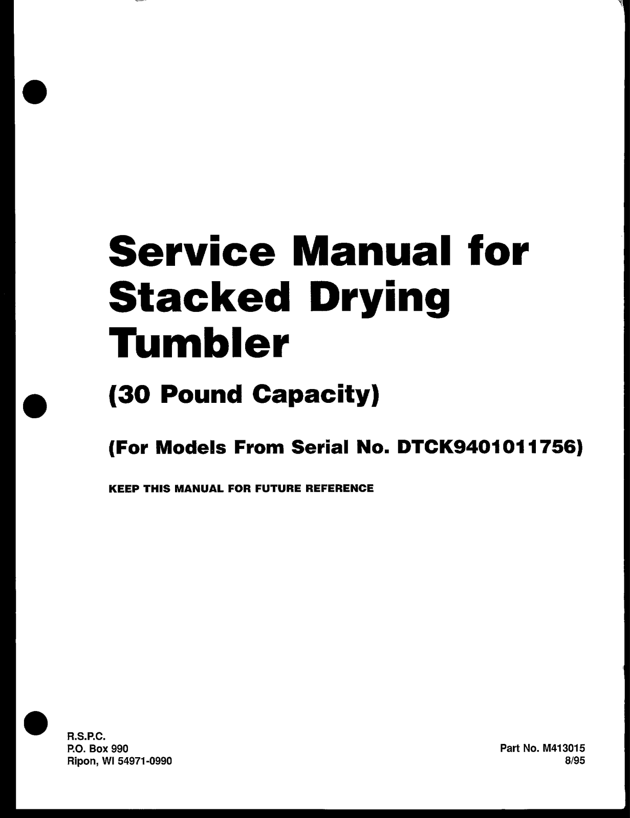 Huebsch JTD32DG Tumbler-Dryer Parts Diagram