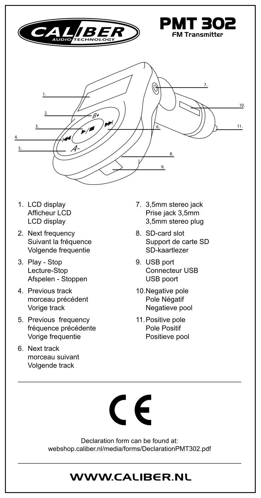 Caliber Audio Technology PMT-302 User guide