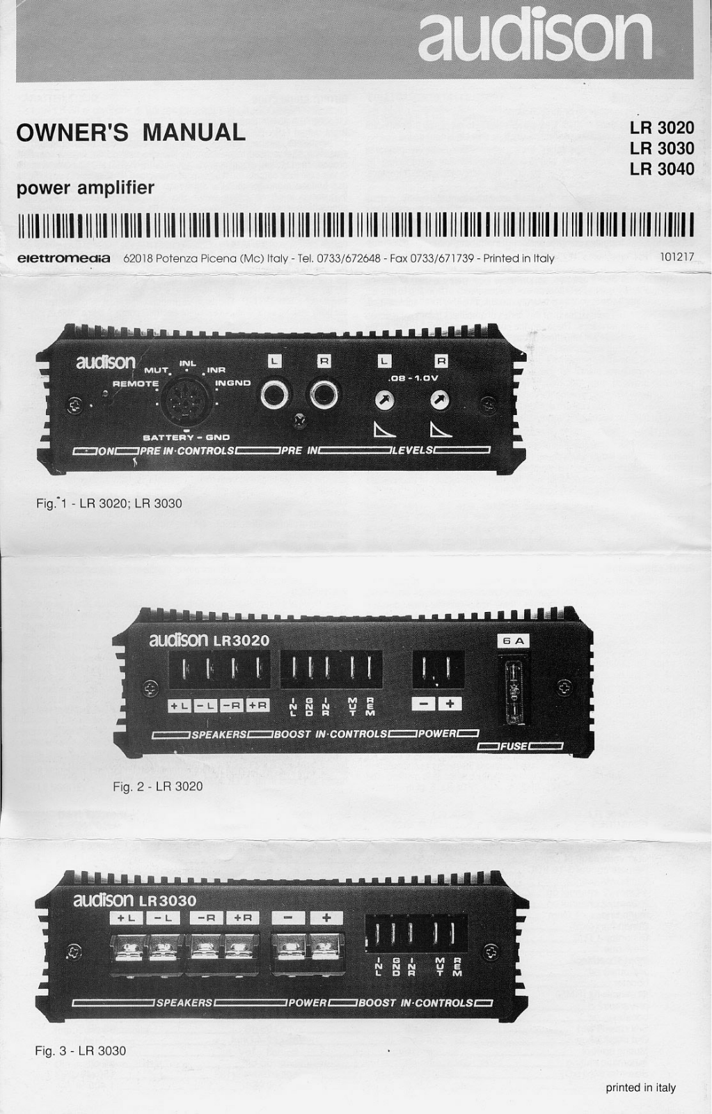 Audison LR 3040 Owner's Manual