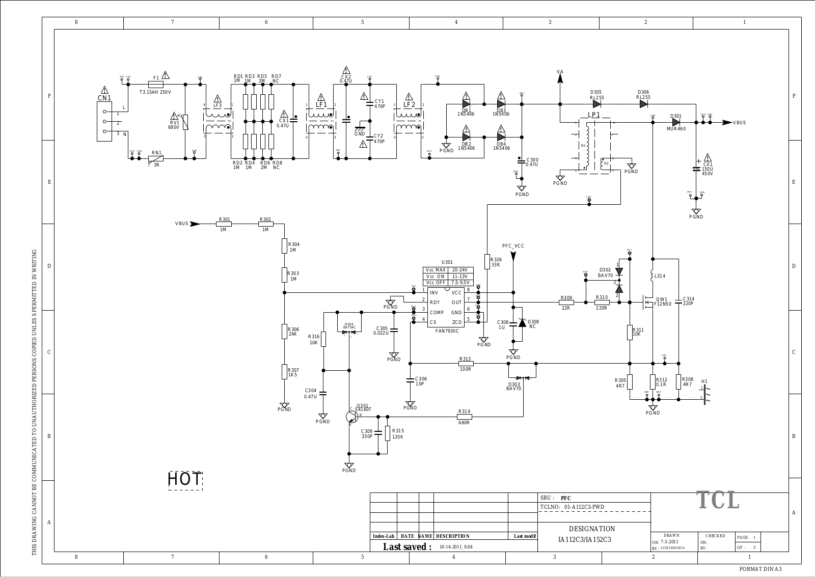 Inverter TCL 01-A112C3-PWD Schematic