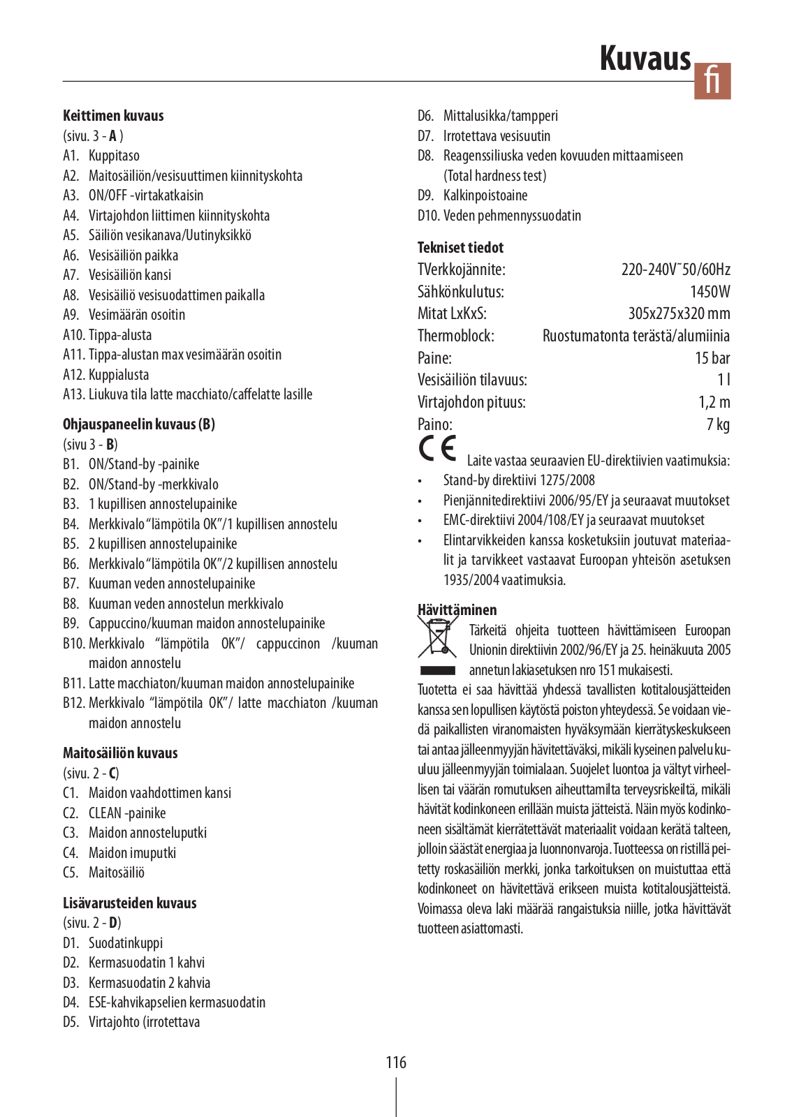 Delonghi EC850.M Instruction manuals