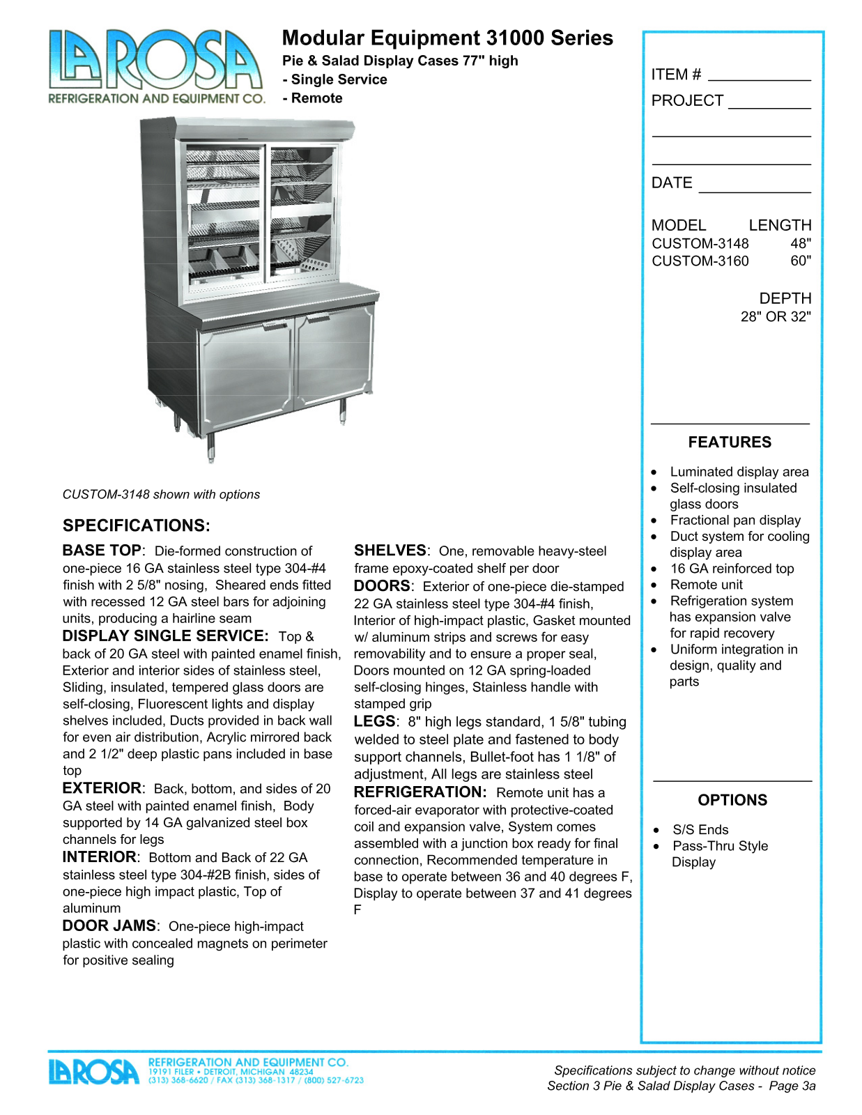 Larosa CUSTOM-3148 User Manual