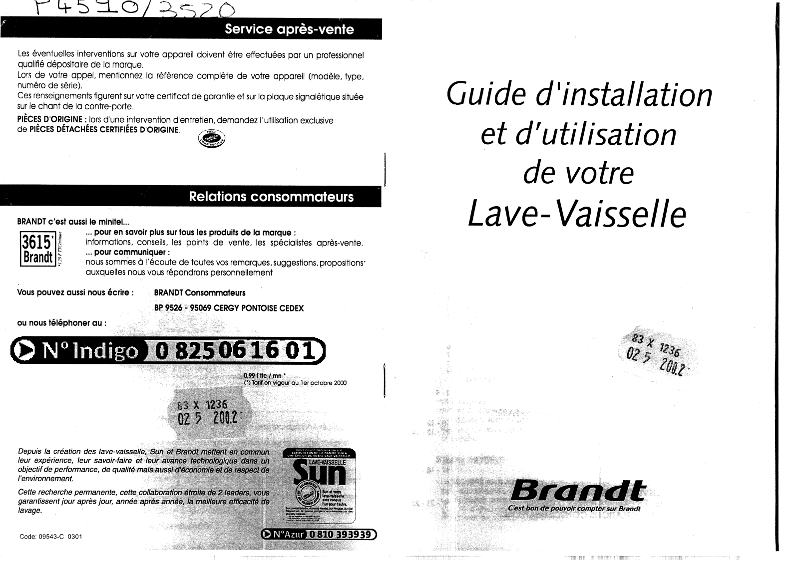 BRANDT P5490, P4510, TE51CA User Manual