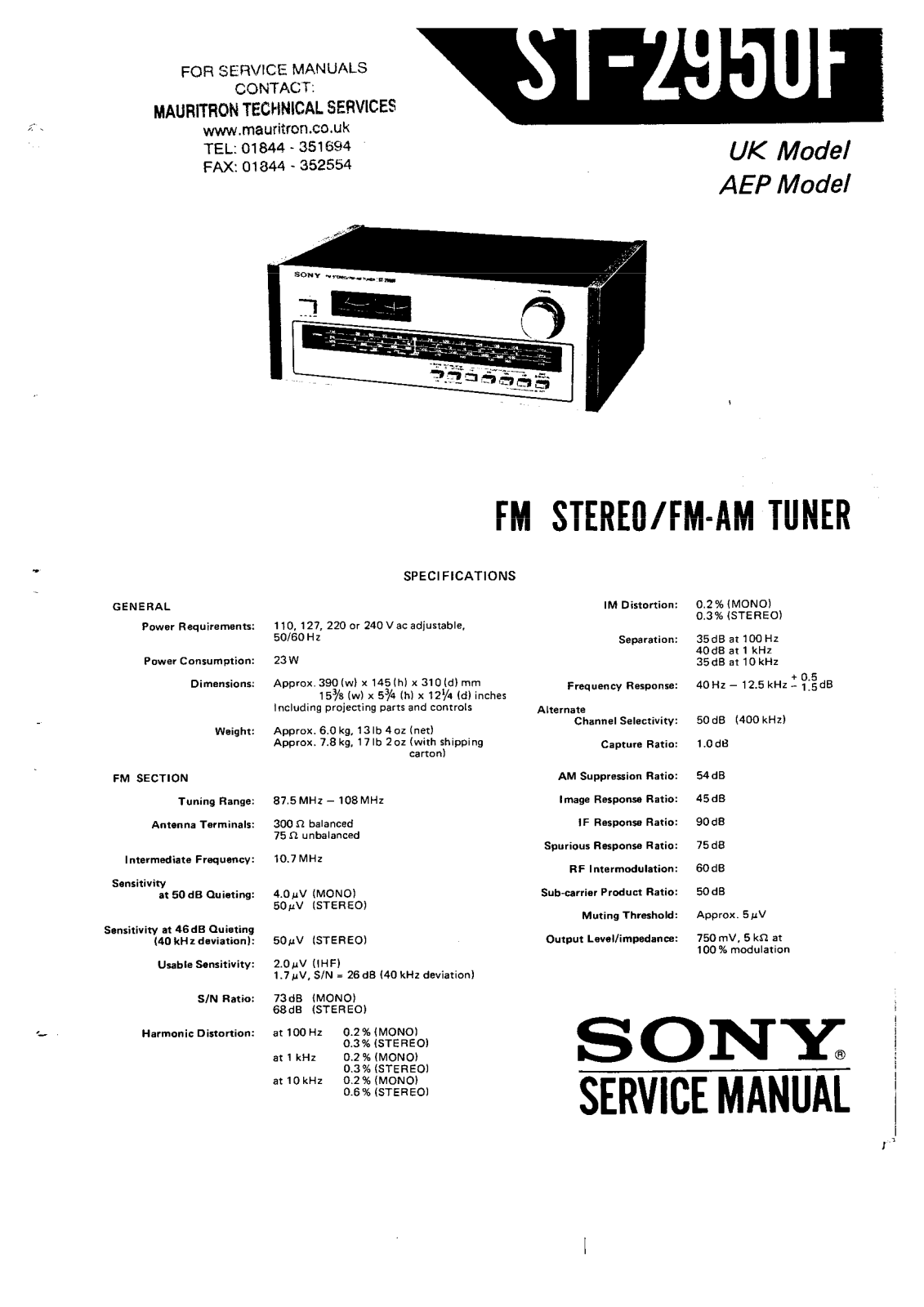 Sony ST-2950-F Service manual