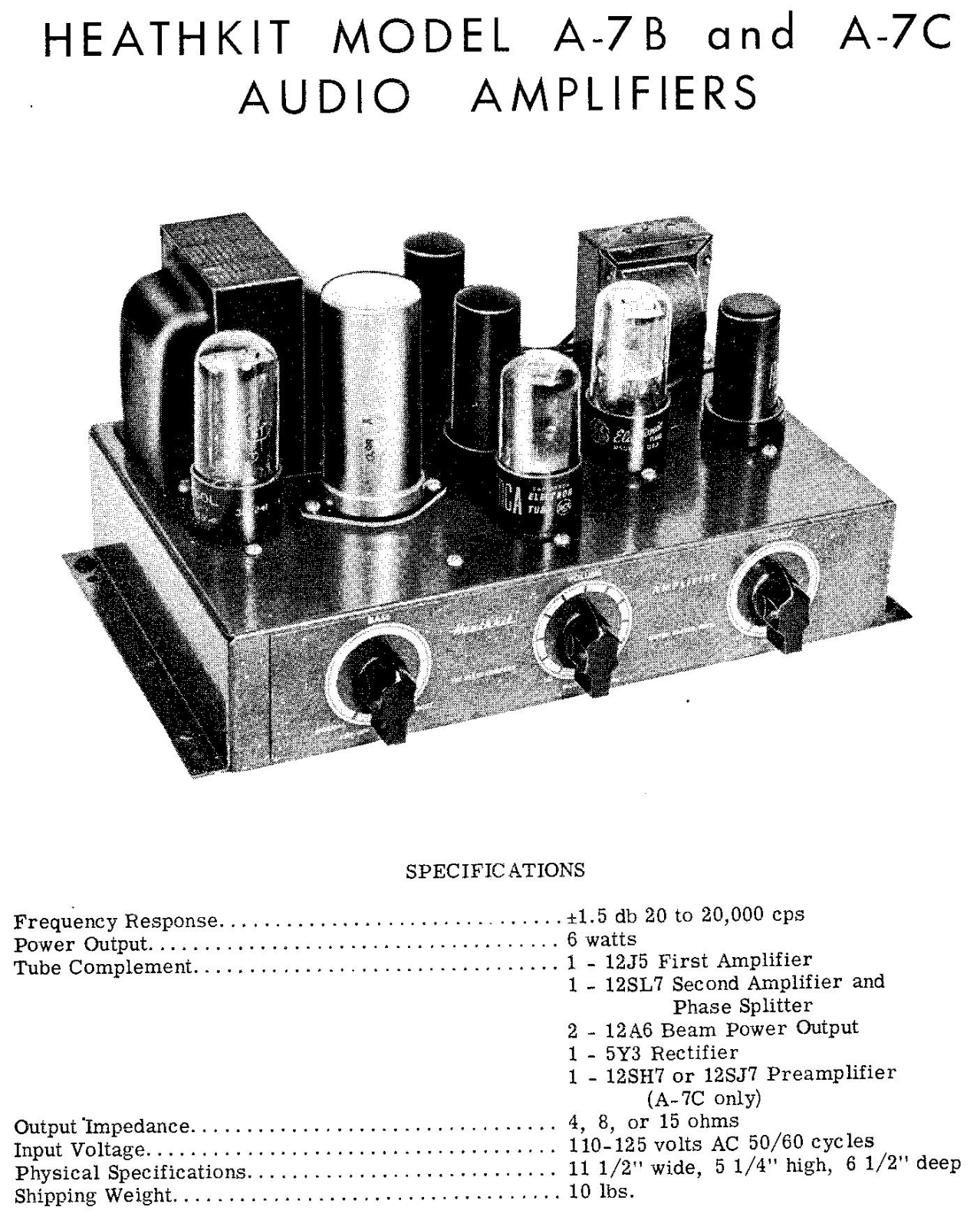 Heathkit A-7C, A-7B Schematic