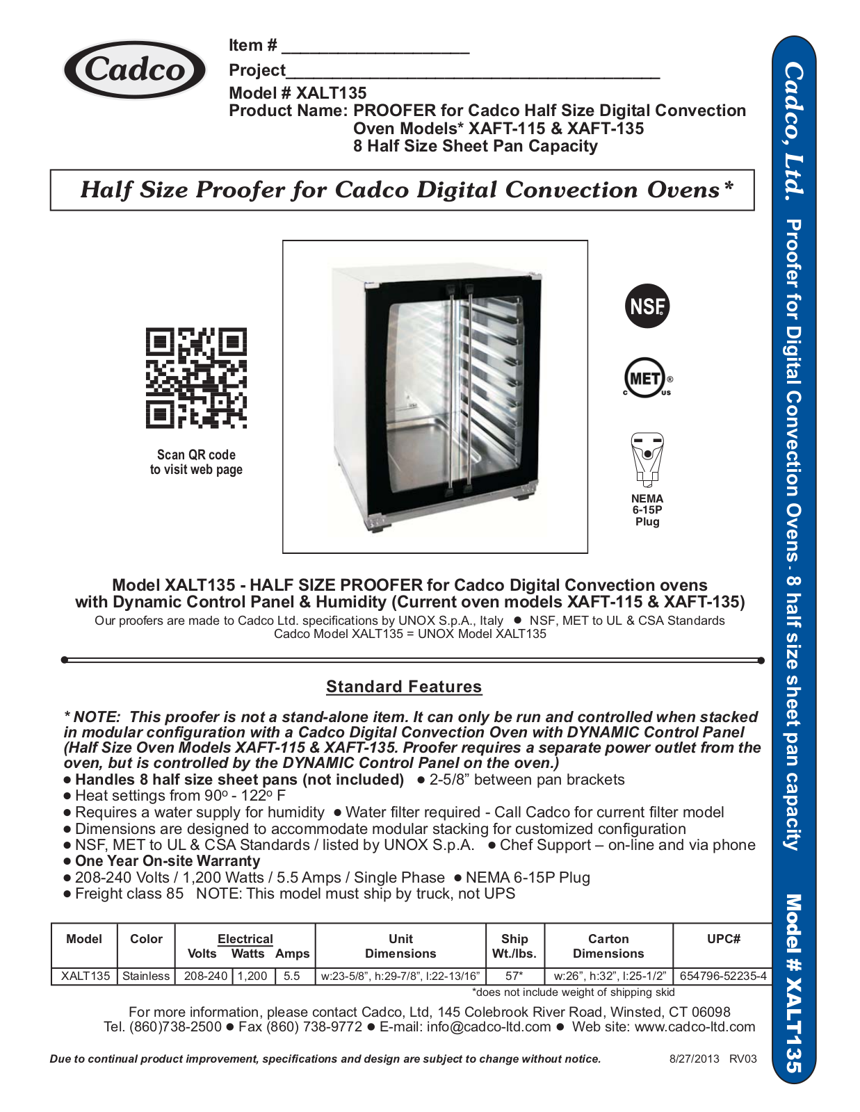 Cadco XALT135 User Manual