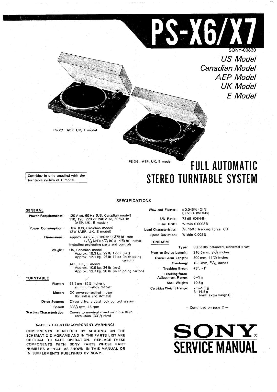 Sony PSX-6, PSX-7 Service manual