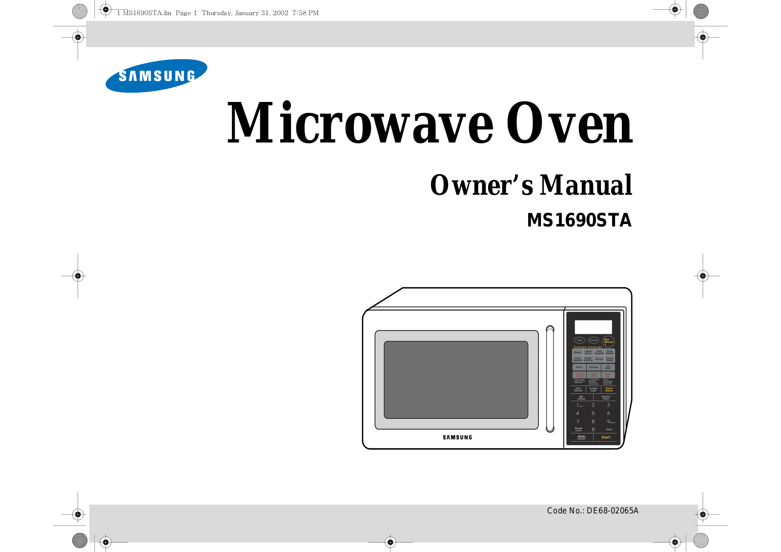 Samsung MS1690STA, DE68-02065A User Manual