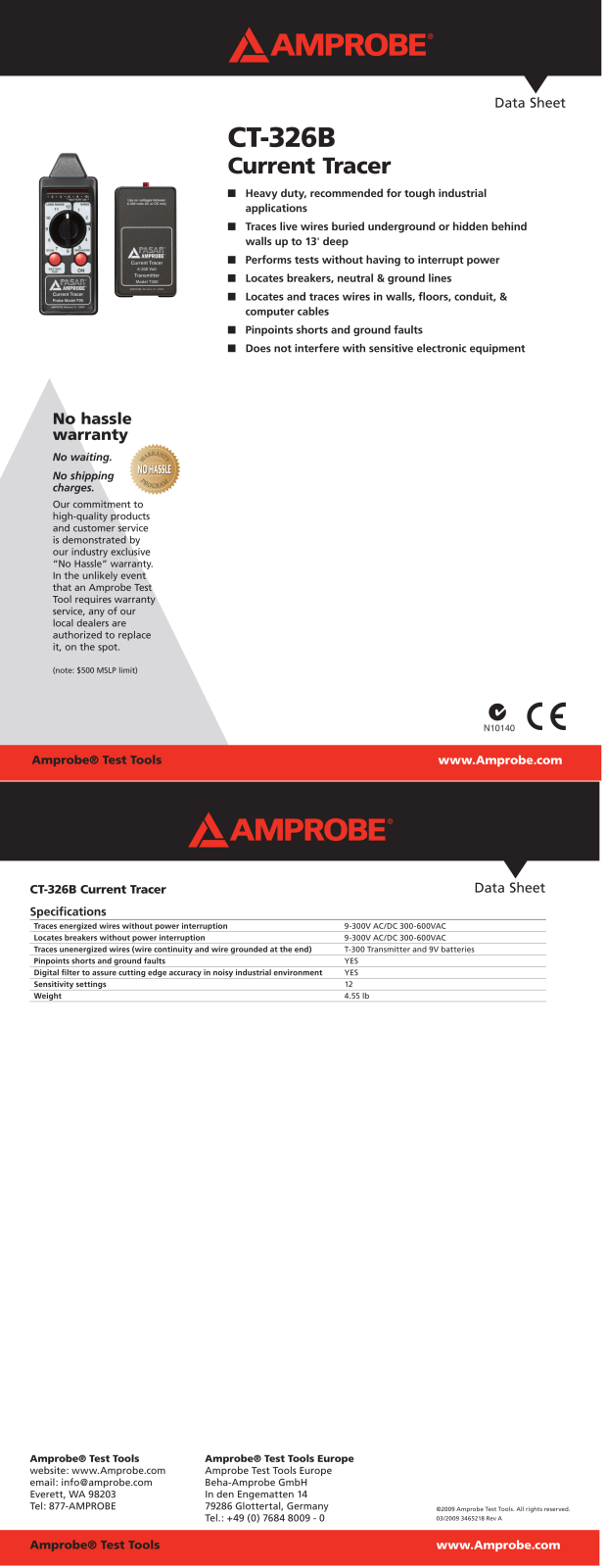 Amprobe CT-326B Data sheet