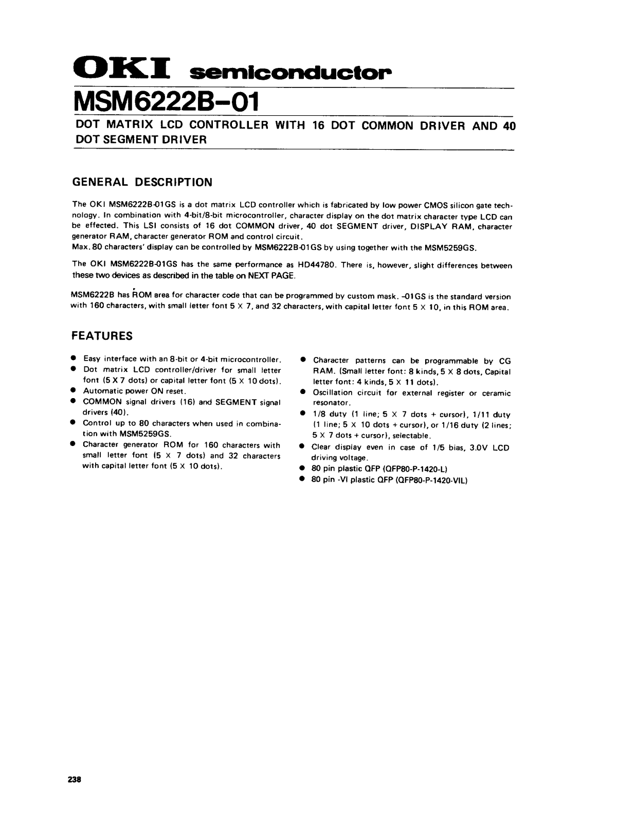 OKI MSM6222B-01 Datasheet