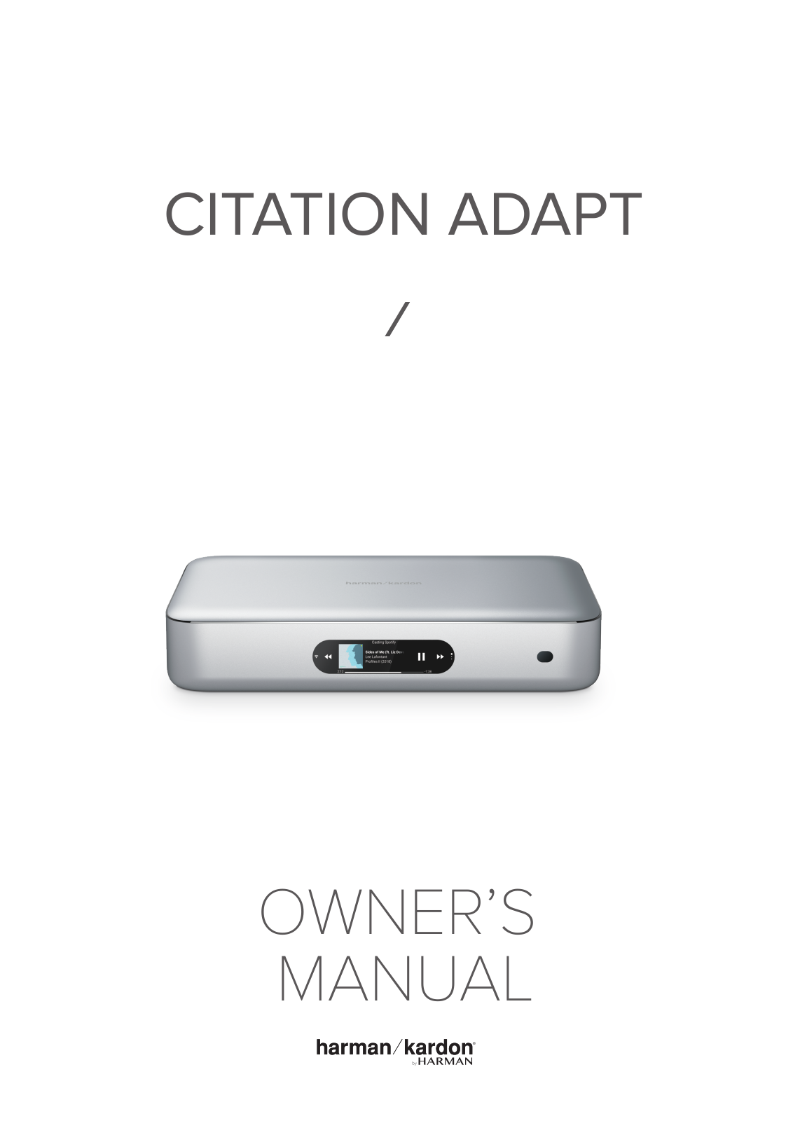 Harman Kardon CITATION ADAPT Owner's Manual