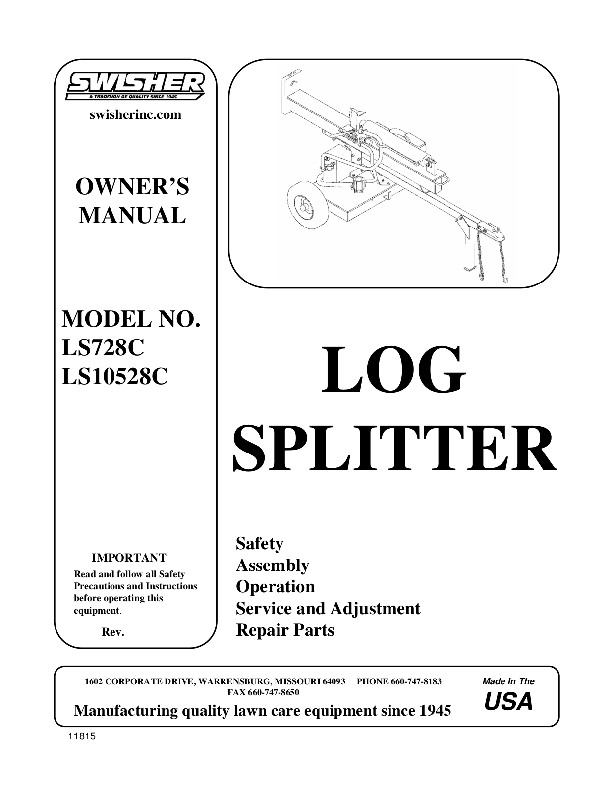 Swisher LS728C, LS10528C User Manual