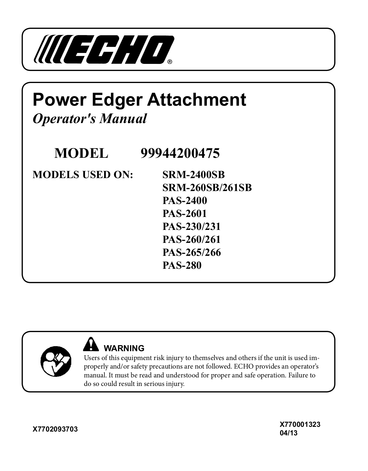 Echo SRM-2400SB User Manual