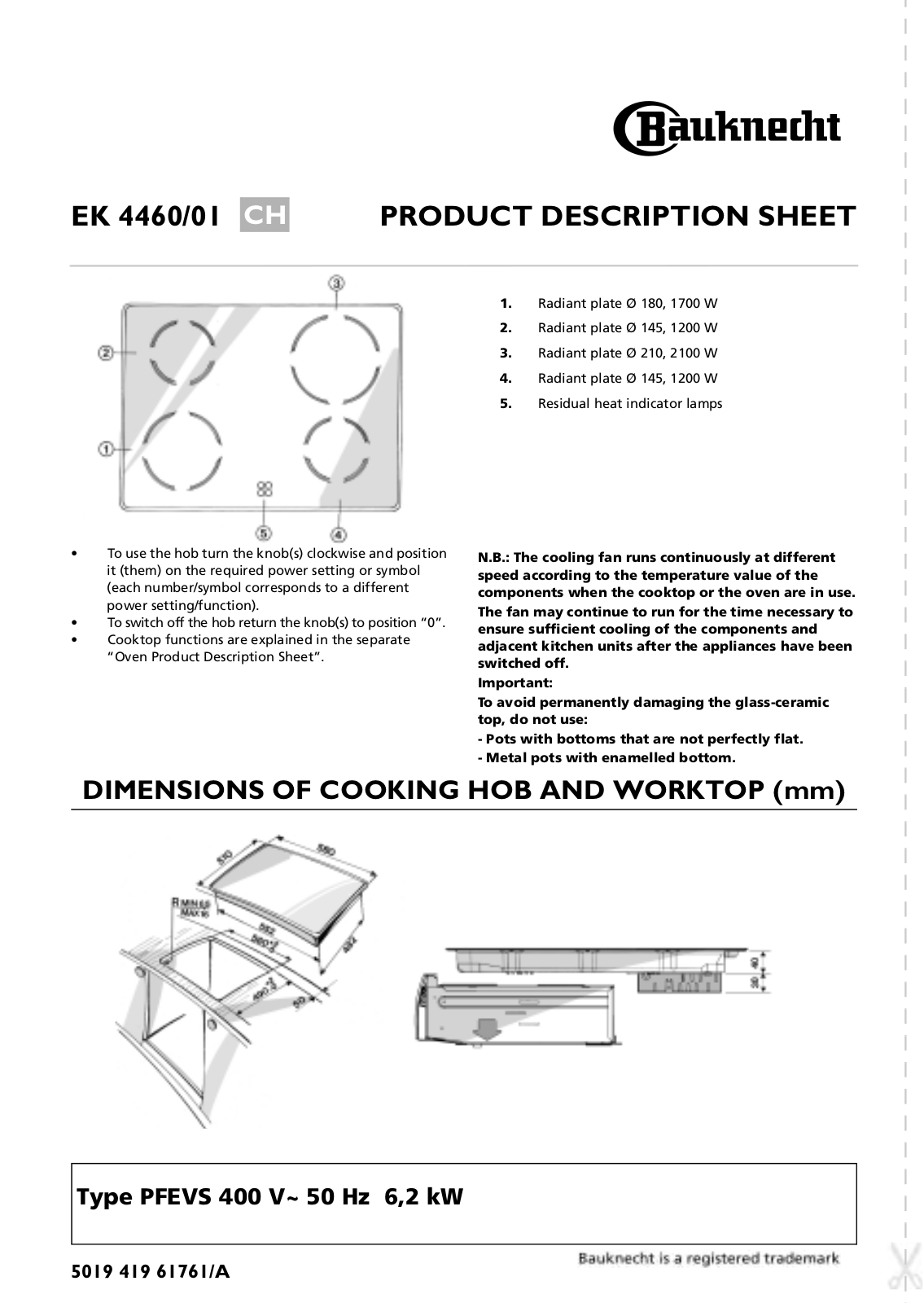 Whirlpool EK 4460 IN-1 INSTRUCTION FOR USE