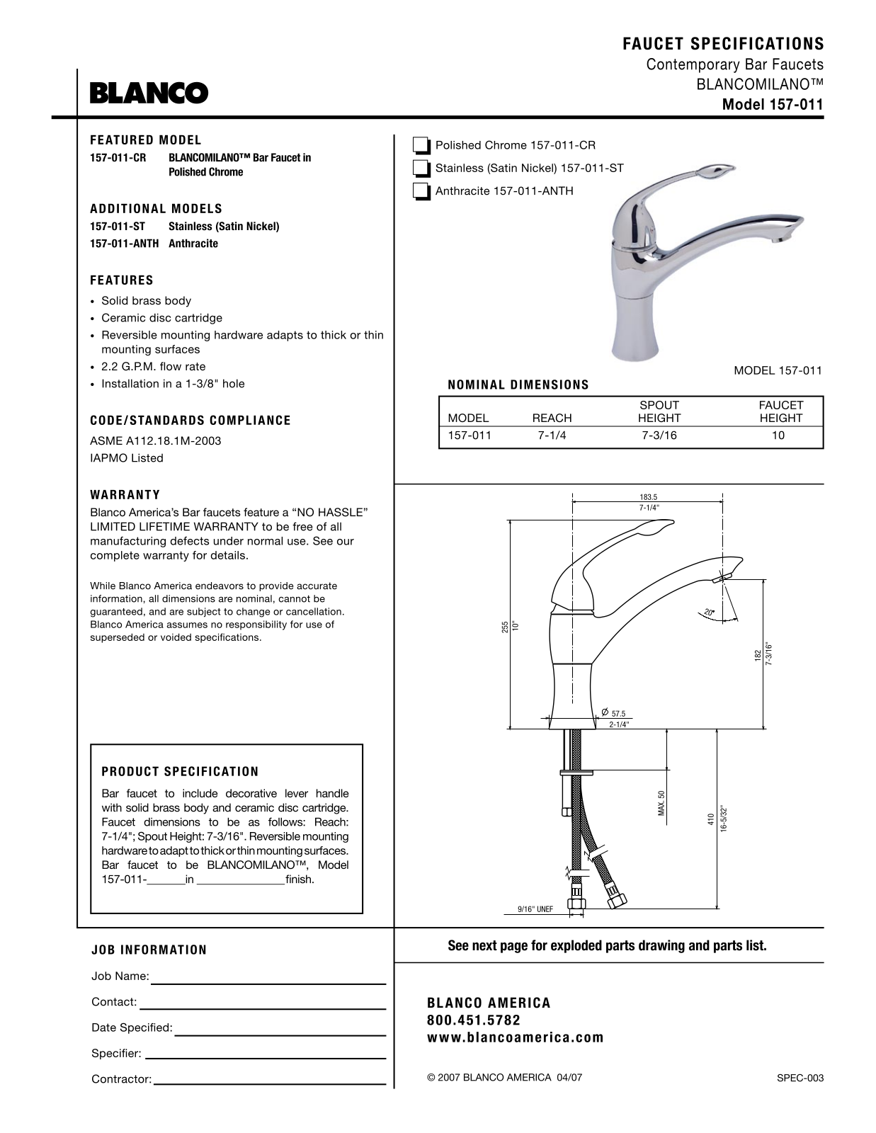 Blanco 157-011 User Manual