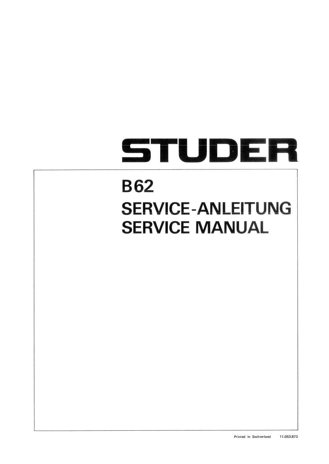 Studer B-62 Service Manual