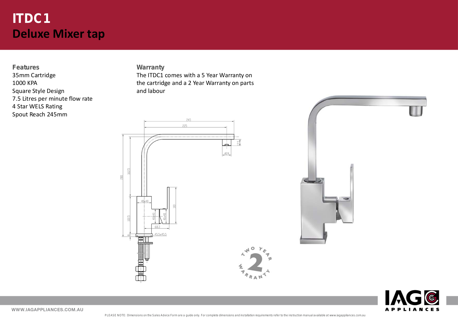 Arc ITDC1 Specifications Sheet