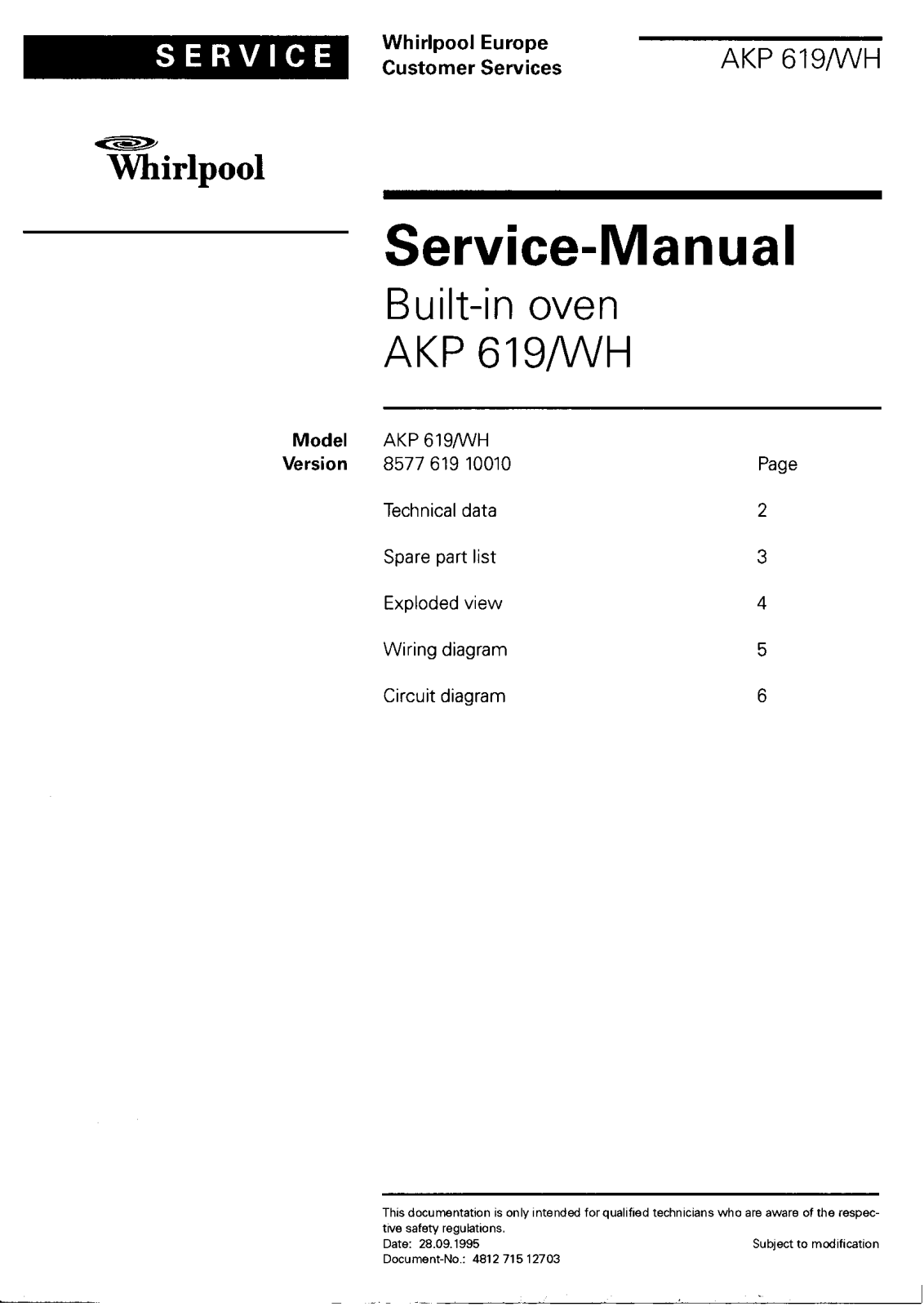 Whirlpool 8577 619 10010 Service Manual
