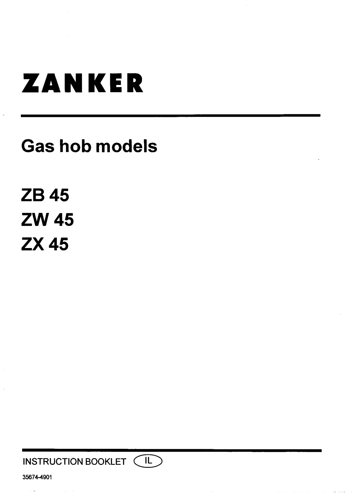 Zanker ZB45, ZW45, ZX45 User Manual