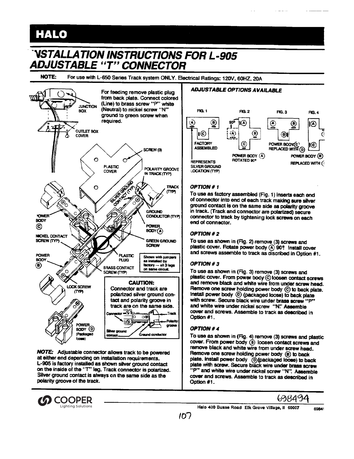 HALO L-905 Installation Instructions