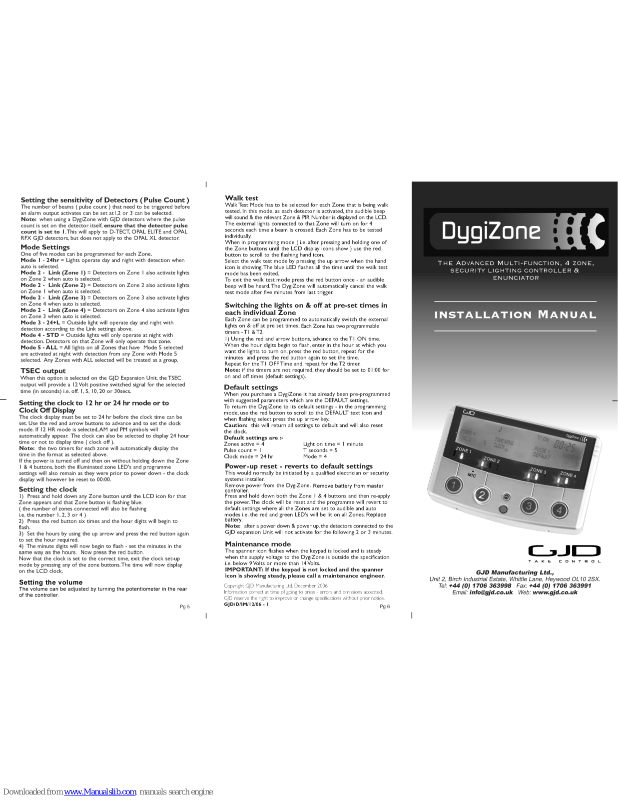 GJD DygiZone Installation Manual