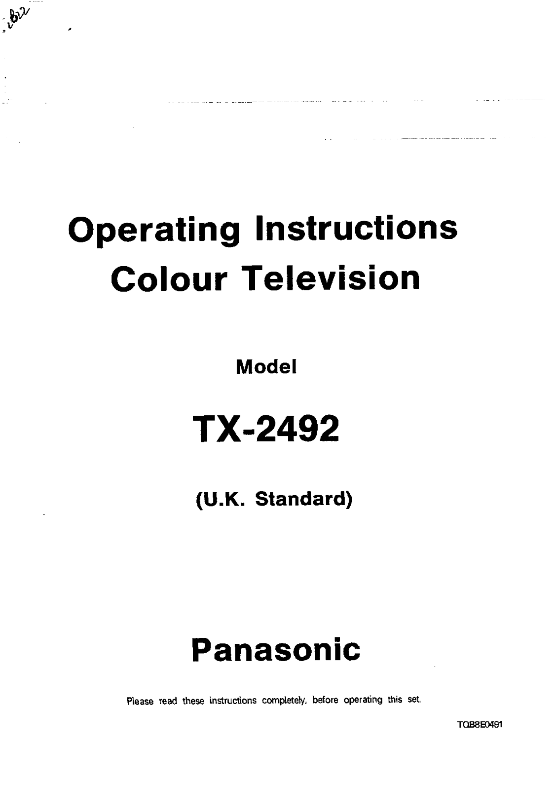 Panasonic TX-2492 User Manual